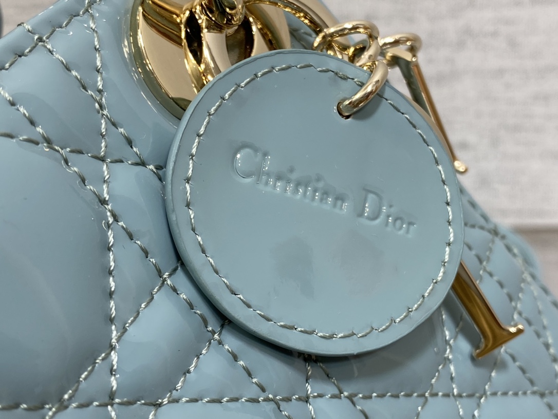 Mini Lady Dior Bag Sky Blue Patent Cannage Calfskin